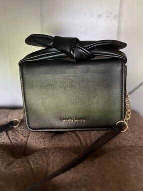 Nanette Lepore Black Knot-Top Crossbody with Gold Chain